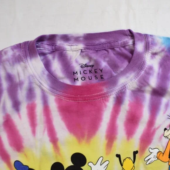 Disney Mickey Mouse Mens Characters Backs Spiral Tie Dye Shirt New In Bag - Picture 4 of 5
